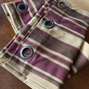 Set of 2 Plum and gold striped curtains